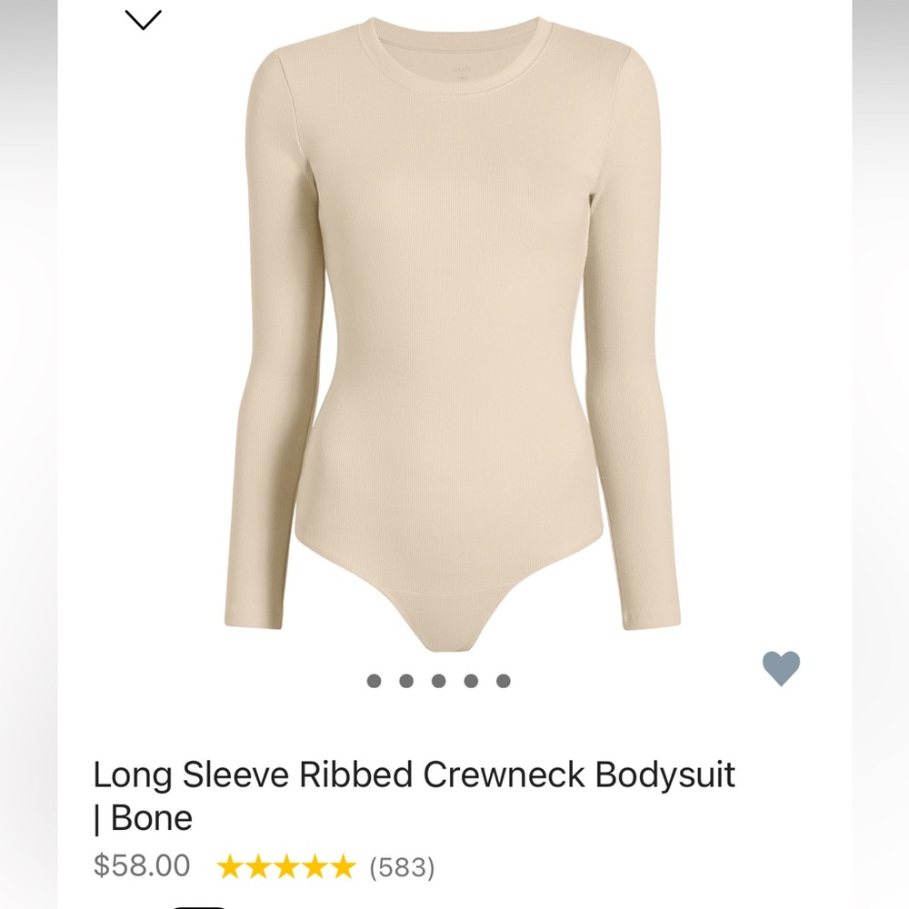 NUUD Long Sleeve Ribbed Bodysuit, color: bone, size:xs